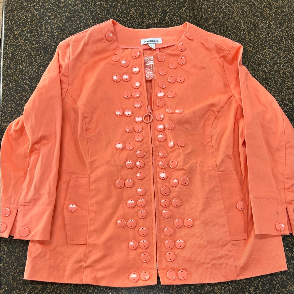 Joan Rivers Coral Button-Embellished Women's Jacket